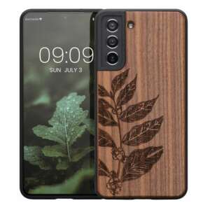 Kwmobile wood case for Samsung Galaxy S21 FE with leaf design - Phone Case