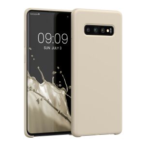 Kwmobile Samsung Galaxy S10+ cream silicone case front and back view - Phone Case