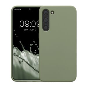 Kwmobile Samsung Galaxy S23 Plus green silicone case - front and back view - Phone Case