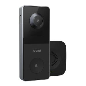 Arenti VBELL1 3MP 2K video doorbell with chime, angled view - Intercom