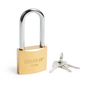 Handy 50mm brass padlock with 7.5mm shackle and 3 keys - Padlock