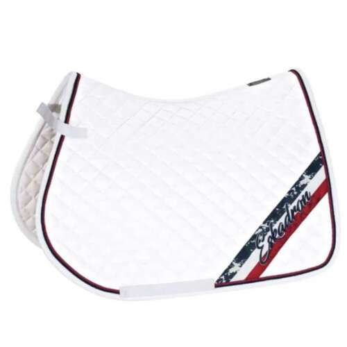 Fehér Eskadron nyeregalátét átlós csíkkal és logóval