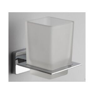 Viva CUBE fürdőszobai kiegészítő, falra szerelhető fogkefe és fogkrém tartó matt üvegpohárral - Viva Style