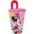 Disney Minnie Mouse Spring Trinkbecher mit Strohhalm, 430 ml, rosa mit Blumenmuster
