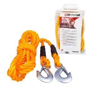 4Cars 3000kg Synthetic Tow Rope, 4m long, 14mm diameter, with hooks - Tow rope
