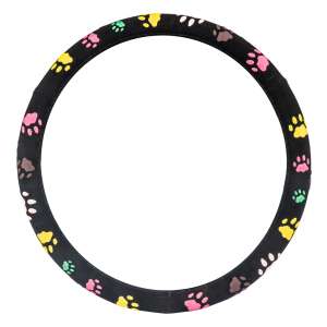 Amio steering wheel cover with paw print design, size M, 37-39 cm - AMiO