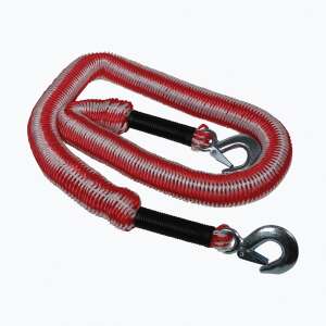 Red and white elastic towing rope with hooks, 2800 kg capacity - Tow rope