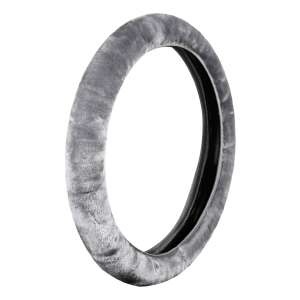 Szürke kormányhuzat, Fancy Plush, szintetikus szőrme, autós kiegészítő - Autós kormányhuzat