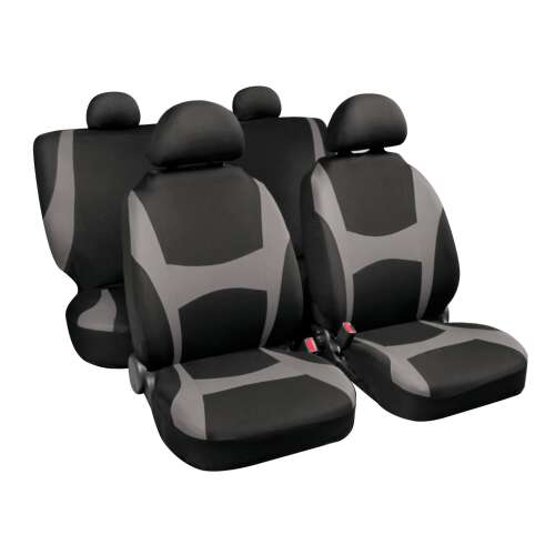 Capri stretch-fit üléshuzatok, fekete és szürke, 8 részes szett - Autó üléshuzat