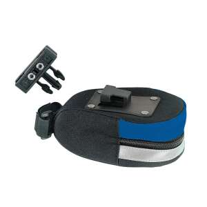 LAMBIC94560 Quick Release Saddle Bag, black and blue, with reflective strip, for bike - Bicycle Bag