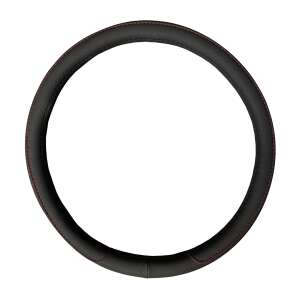 Fekete bőr kormányhuzat piros varrással, M méret, 37/39 cm átmérő, Griprite - Autós kormányhuzat