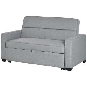 Homcom kihúzható kanapé, szürke, szövet, oldalnézet - Nappali bútor