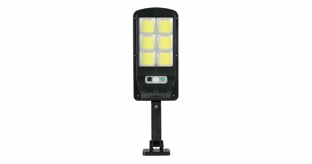 Lampa solara, stradala, 120 LED, cu senzor de miscare, colector solar incorporat, maneta de montare si telecomanda cu mai multe functii pentru reglarea luminozitatii si timpului de functionare, model W756-6, negru, RIF REFCO ®