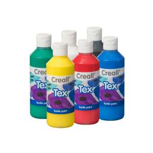 Creall Textilfesték készlet, 6 db, 250 ml-es, zöld, sárga, piros, kék, fehér, fekete - Creall