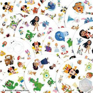 Dobble Disney 100. Évforduló kártyajáték kártyái különböző Disney karakterekkel. - Gémklub