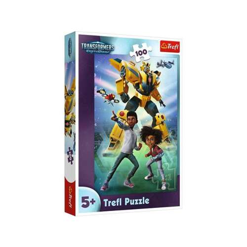 Puzzle Transformers: Earthspark de 100 piese de la Trefl, cu Bumblebee și copiii din serial
