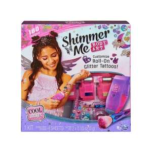 Комплект за бляскави татуировки Cool Maker Shimmer Me Body Art, 180 дизайна, 4 ролки с блясък, 2 бурканчета с блясък, четка, инструкции - Татуировки