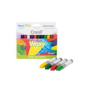 Creioane cerate jumbo Creall Waxy, 12 culori - Creioane cerate