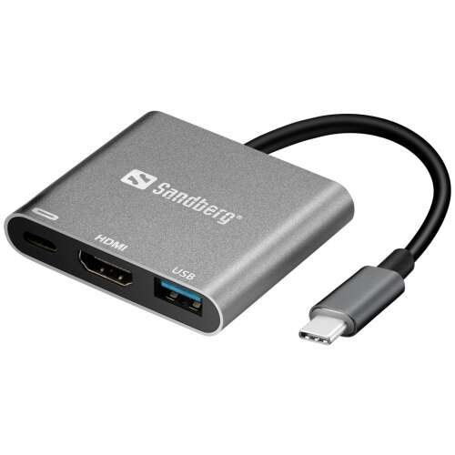 Sandberg USB-C Mini Dock HDMI+USB adapter, silver