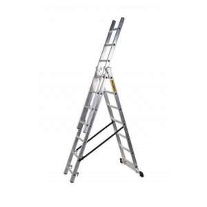 Scară din aluminiu Drabest, 3 secțiuni, 7 trepte, 4,23 metri, capacitate de 150 kg - Scară și suport