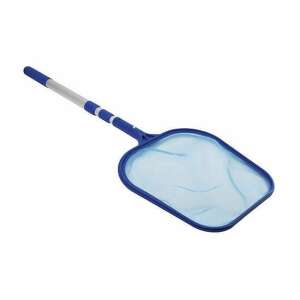 Skimmer telescopic pentru piscină cu mâner albastru și plasă, pentru curățarea frunzelor și a resturilor din piscină - Unelte de curățare manuală