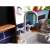 Wooden play kitchen with accessories, dark brown, 96cm, close-up of sink