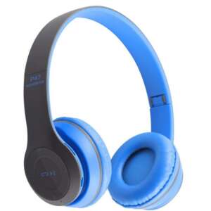 Bluetooth fejhallgató P47, mikrofonnal, rádióval, összecsukható, kék