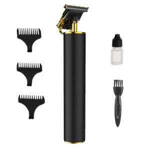 Professzionális vezeték nélküli haj- és szakállvágó titán T pengével, 120 perces üzemidő, fekete - Tiessa