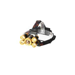 Fejlámpa 5 LED-del, 30 W, 8000 Lumen, ZOOM-mal és 2 újratölthető elemmel