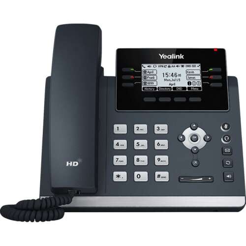 Telefon IP Yealink SIP T42U, negru, audio HD, ecran LCD, Wi-Fi