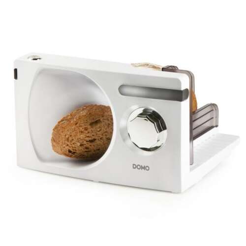 Domo DO523S electric food slicer with a slice of bread