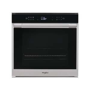 Whirlpool W7 OM4 4S1 C beépíthető sütő, elülső nézet, rozsdamentes acél kerettel és fekete ajtóval - Whirlpool
