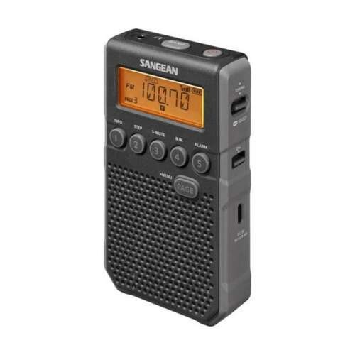 Sangean DT-800 digitális FM-RDS zsebrádió hangszóróval, fekete, oldalnézet
