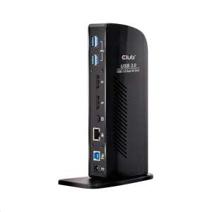 Stație de andocare CLUB3D SenseVision USB 3.0 Dual Display 4K 60Hz, neagră, vedere laterală - Docking stations