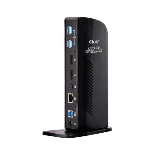 Stație de andocare CLUB3D SenseVision USB 3.0 Dual Display 4K 60Hz, neagră, vedere laterală