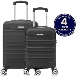Quasar & Co. Rolling Suitcase Set, 2 pieces, Model Line, ABS, 40x30x20 cm with removable wheels and 55x36x20 cm, Black 142052526 - Dressing Accessory