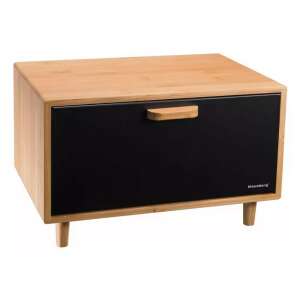 Klausberg Retro chlebník, čierny a bambusový, z nehrdzavejúcej ocele a bambusu, s nohami - Klausberg