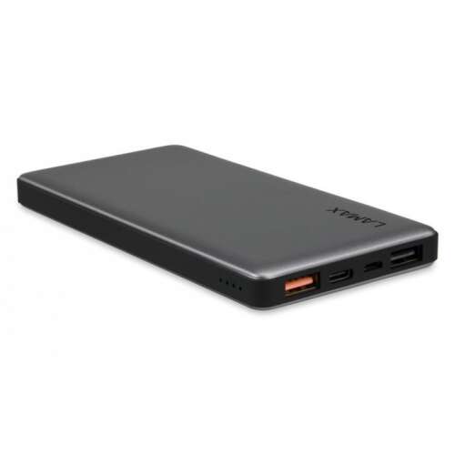 LAMAX Quick Charge 3.0 Power Bank 10000mAh, szürke, ferde nézet