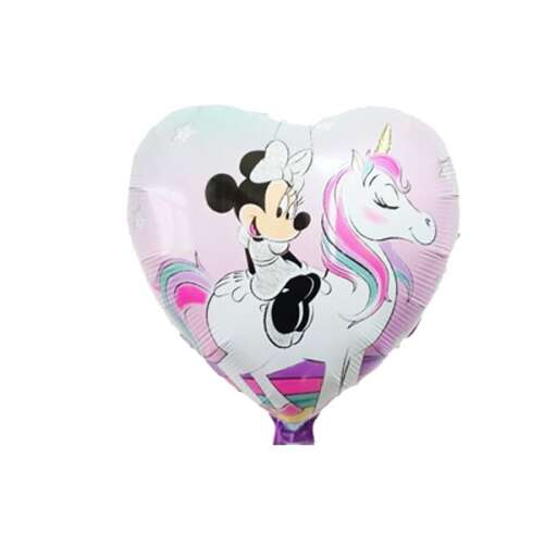 Minnie Mouse heart-shaped foil balloon with a unicorn, 50x45 cm