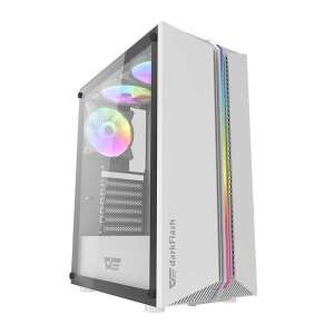 Darkflash DK151 White PC Case with Tempered Glass Side Panel and ARGB Fans - Darkflash