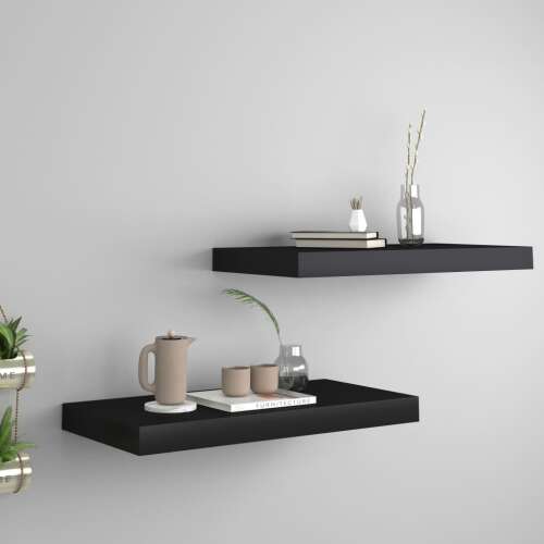 vidaXL 2 db fekete MDF lebegő fali polc 50 x 23 x 3,8 cm - Fali polc