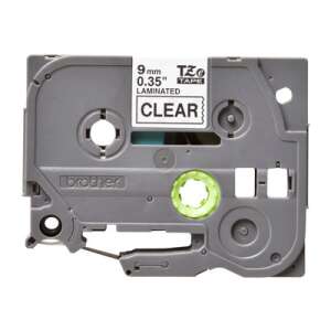 Brother TZE-121 laminated label tape, 9mm black on clear - Brother