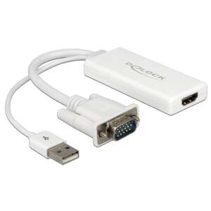 DeLock VGA-HDMI adapter hanggal, fehér, ferde nézet - VGA átalakító