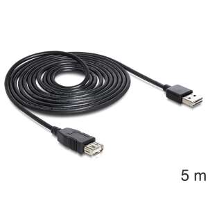 DeLock 5m Kabel przedłużające USB 2.0 A żeńskie do USB 2.0 A męskie, czarne - Kabel USB