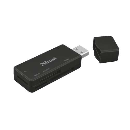 Trust Nanga USB 3.1 Kartenleser, schwarz, schräge Ansicht