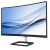 Angled view of Philips 325E1C 32-inch curved monitor displaying abstract wallpaper