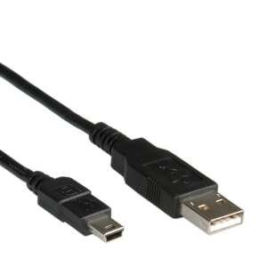 Roline USB-A 2.0 - mini 5 PIN kábel, 3m, fekete - 3M