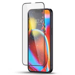 Spigen Tempered Glass screen protector for iPhone 13/14 Pro, angled view - Spigen Screen Protector
