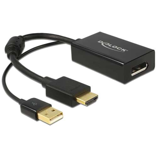 Адаптер DeLock HDMI към DisplayPort с USB кабел за захранване