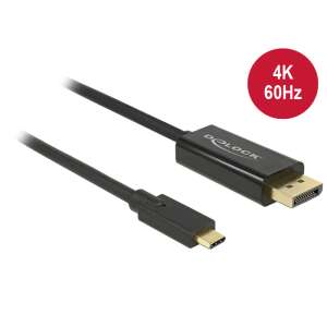 DeLock USB Type-C male - DisplayPort male (DP Alt Mode) 4K 60Hz cable 3m Black 85257